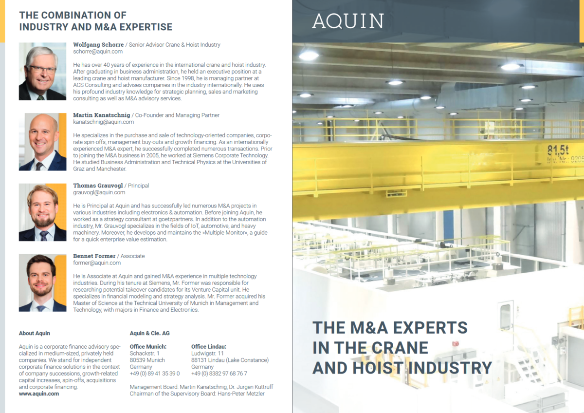 The M&A Experts in the Crane and Hoist Industry Aquin